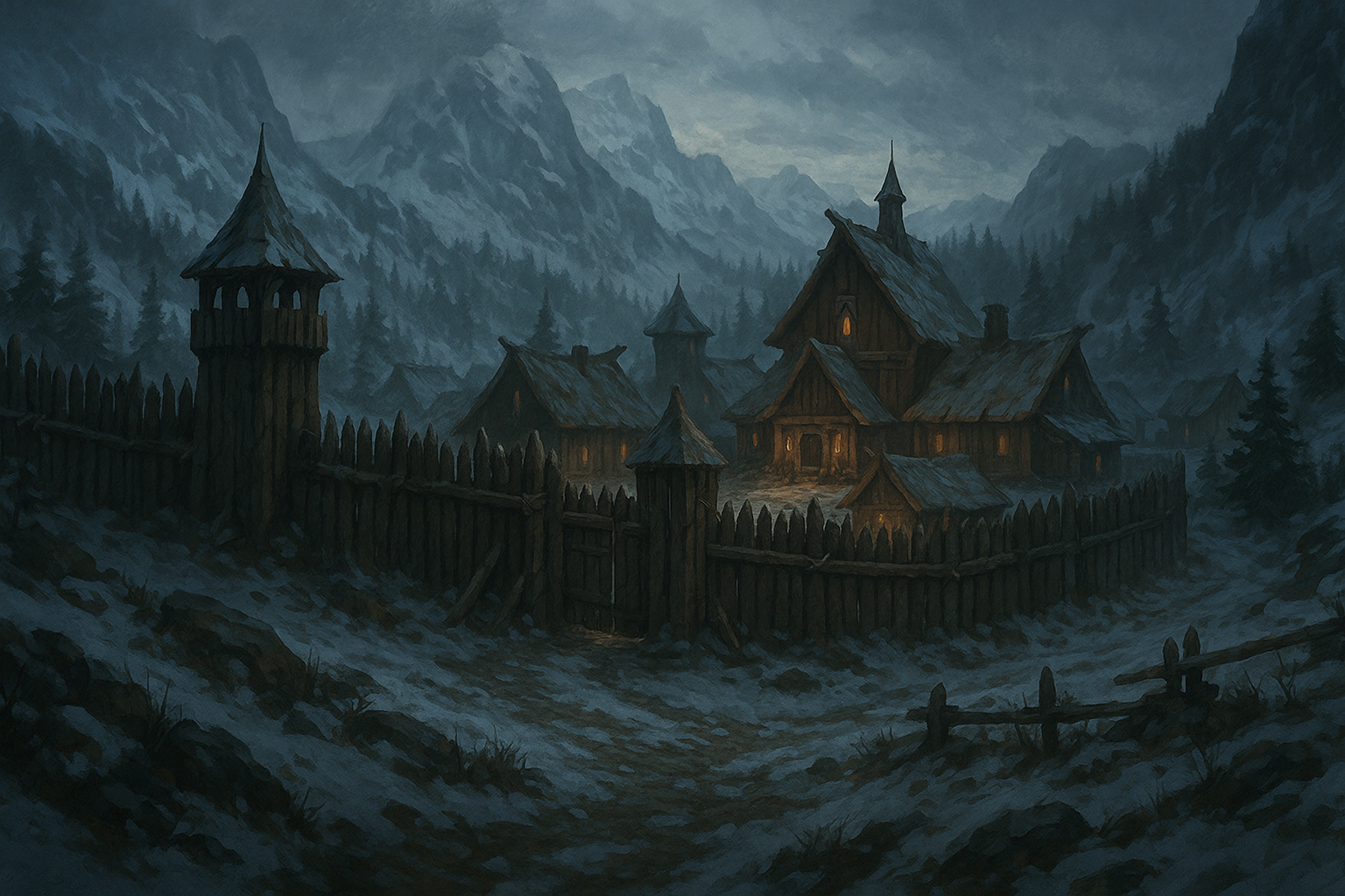 Veduta innevata del Borgo di Aldamara